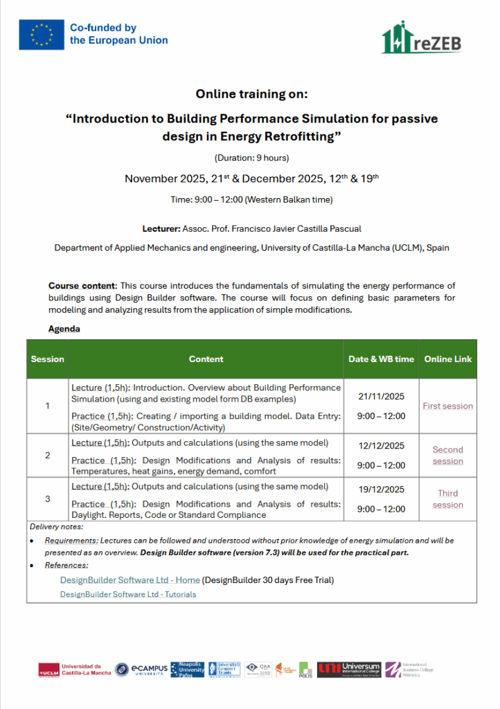 Online training on “Introduction to Building Performance Simulation for ...